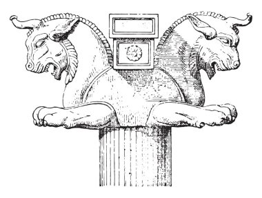 Pers başkenti, vintage illüstrasyon kazınmış.