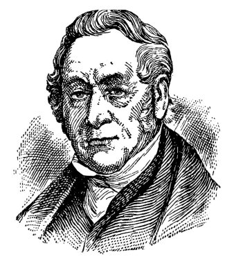 George Stephenson, 1781-1848, o bir İngilizce inşaat mühendisi ve makine mühendisi, Baba, demiryolları, vintage çizgi çizme veya oyma illüstrasyon ünlü oldu