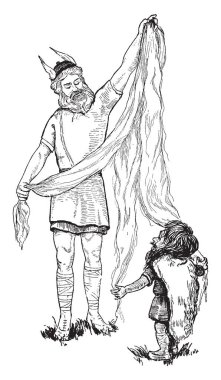 Loki, kötülük, tanrısı Thor'ın karısının saçını kesti. Saçını değiştirmek iyi bir şey yapmak için yapar saf altın, çizim veya şekil oyma vintage çizgi cüce Dwalin olur.