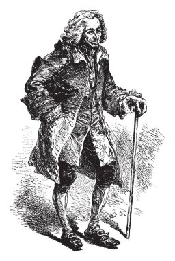 Voltaire (Francois Marie Abouet), 1694-1778, o Fransız aydınlanma yazar, tarihçi ve filozof, vintage çizgi çizme veya illüstrasyon oyma oldu
