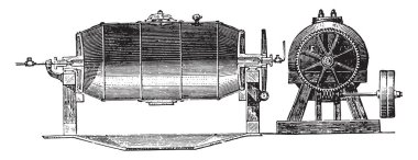 Kazan, E. tarafından kazan çekimde solucan F. aracılığıyla ayarlandığı iletim Tuyan Buhar varış. G kuyu. G denge. H Buhar Egzoz Vana, vintage illüstrasyon kazınmış. Endüstriyel ansiklopedi E.-O. Lami - 1875