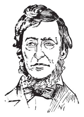 Henry Thoreau, 1817-1862, o bir Amerikalı deneme yazarı, şair, filozof, kölelik karşıtı, doğa bilimci, vergi karşıtı ve tarihçi, vintage çizgi çizme veya oyma illüstrasyon yapıldı.