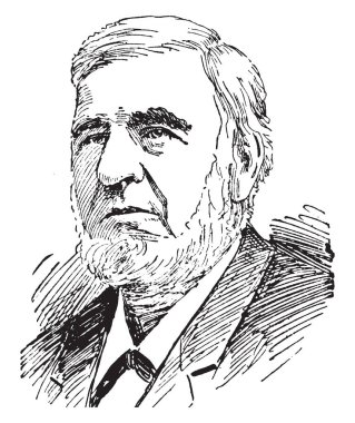 Yargıç David Davis, 1815-1886, Amerika Birleşik Devletleri Senatör Illinois ve Amerika Birleşik Devletleri Yüksek Mahkemesi, vintage çizgi çizme veya oyma illüstrasyon ortak adalet üzerinden yapmıştır