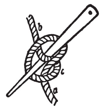 Spike marling her sıkma için kullanılan Hitch açmak düşünülmesi, vintage çizgi çizme veya oyma illüstrasyon.