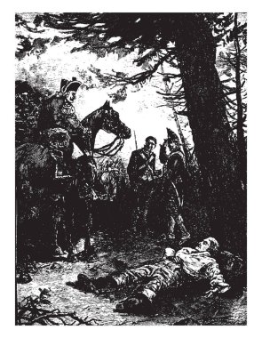 Johann De yaralı, Bavyera-Fransız askeri bürosu olan Kalb vintage çizgi çizme veya oyma illüstrasyon.