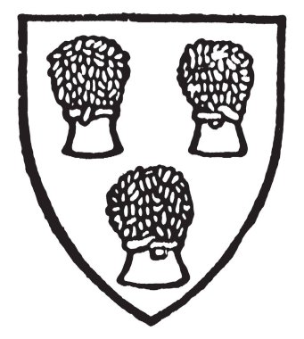 Chester üç sheaves kalkan, vintage çizgi çizme veya oyma resimde olmak var.