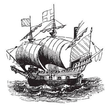 Continental Kongre 1775 yılında Continental deniz kuvvetleri için yetkili Raleigh gemilerini, vintage çizgi çizme veya oyma illüstrasyon.