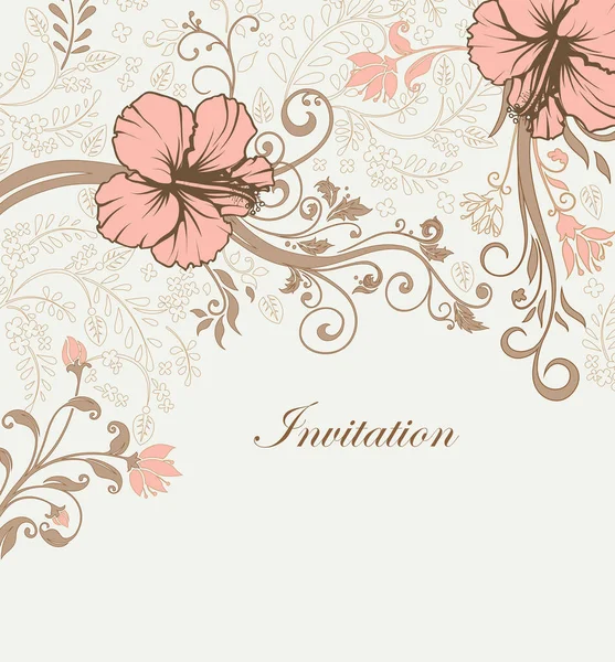 Vintage Invitation Card Ornate Elegant Retro Abstract Floral Design Peach — Stock Vector