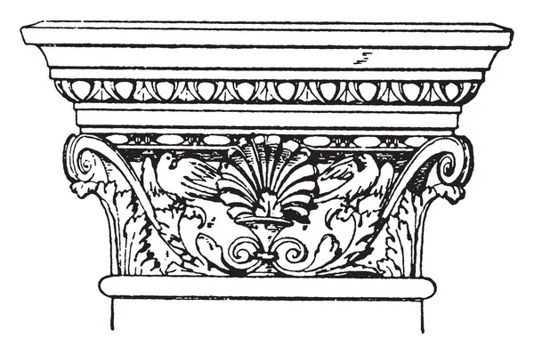 Korintiska Pilaster Kapital Nordvästra Indisk Subkontinenten Hellenistiska Indisk Element Vintage — Stock vektor