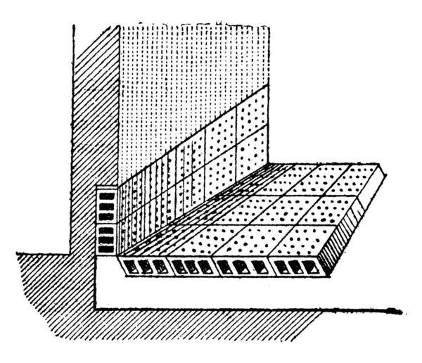 Assèchement Fonds Avec Briques Perforées Illustration Gravée Vintage Encyclopédie Industrielle — Image vectorielle