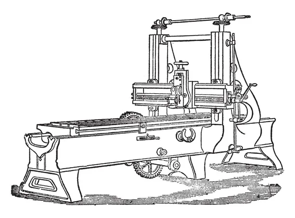 Örnekte Ana Çalışma Fonksiyonu Planlama Makine Vintage Çizgi Çizme Oyma — Stok Vektör