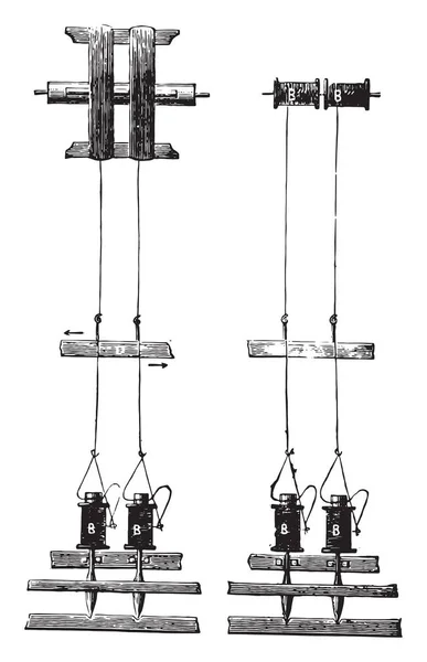 機械をねじること ヴィンテージはイラストを刻まれています 産業百科事典 1875 — ストックベクタ