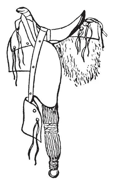Denna Illustration Representerar Cowboy Sadel Som Annan Typ Ridning Sadel — Stock vektor