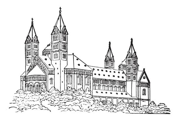 Eglise Romane Dessin Trait Une Grande Église Cela Ressemble Beaucoup — Image vectorielle