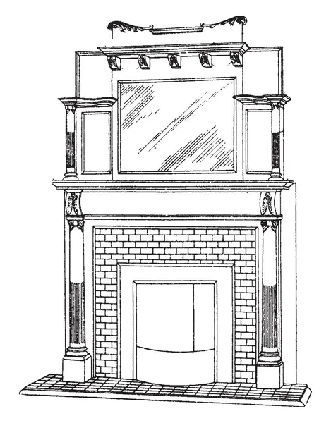 小表面壁炉提供独特的机会 在设计 木材组装 雕刻技巧 复古线条画或雕刻插图 — 图库矢量图片