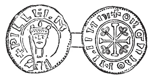 Münze Von Willian Der Die Normannischen Münzen Von England Mit — Stockvektor