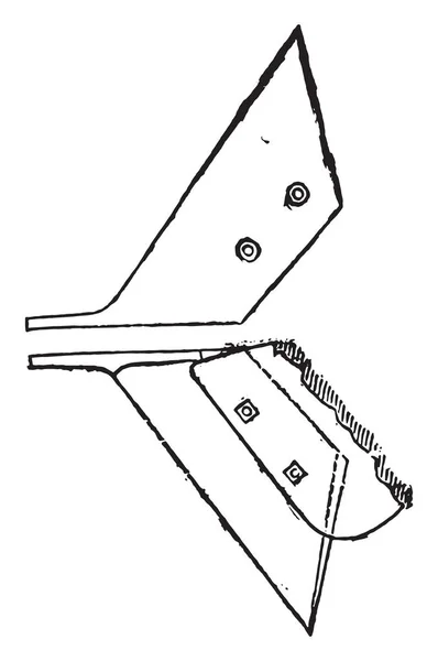 鋤を台形の上と下 ビンテージの刻まれた図を見た 産業百科事典 1875 — ストックベクタ