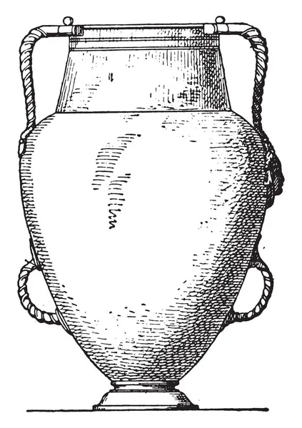 つのハンドルを持つ花瓶ヴィンテージ刻まれた図 — ストックベクタ
