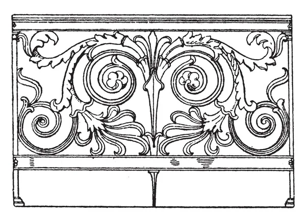 Rácsos Parapet Egy Tervez Ból Tekercsek Levelek Virág Rácsos Kezét — Stock Vector