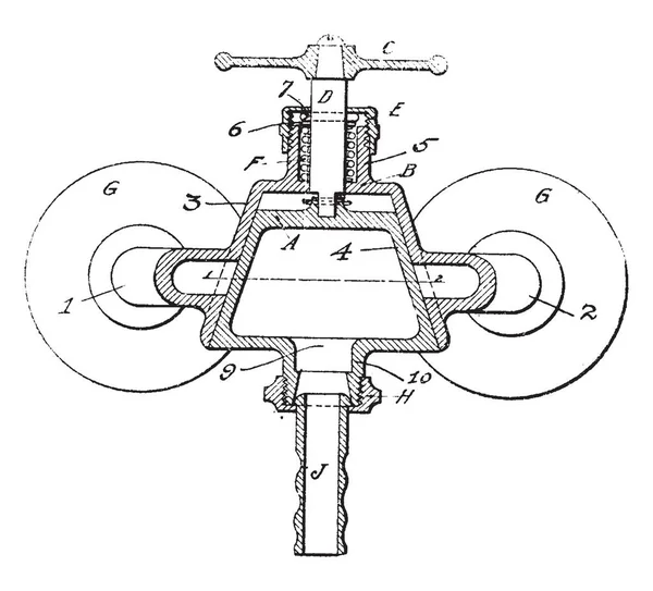 Esta Ilustración Representa Válvula Distribución Agua Que Regula Flujo Gases — Archivo Imágenes Vectoriales
