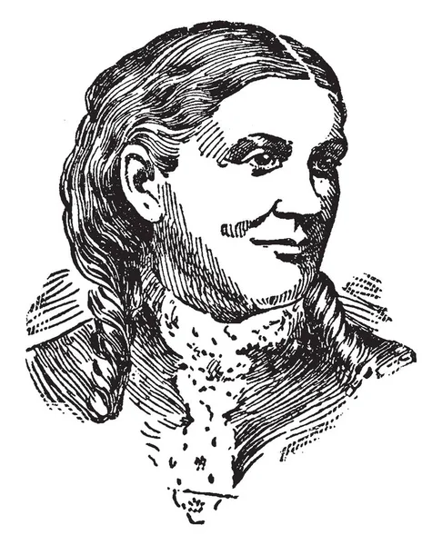 Lucy Larcom 1824 1893 Poetessa Autrice Americana Illustrazione Linee Vintage — Vettoriale Stock
