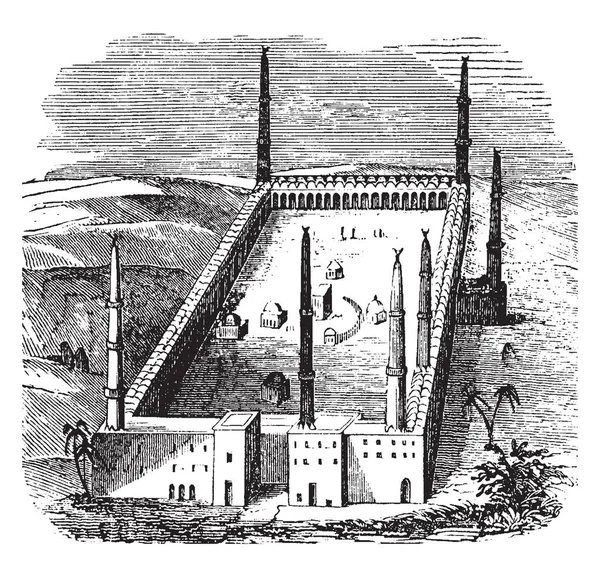 Este Templo Meca Que Mezquita Más Grande Sagrada Del Mundo — Vector de stock