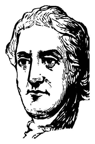 Lynman 1724 1790 他是牧师 政治家 和签署美国独立宣言作为格鲁吉亚的代表 复古线条画或雕刻插图 — 图库矢量图片
