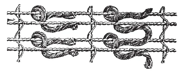 Noeuds Utilisés Dans Tissage Tapis Orientaux Est Une Méthode Fixation — Image vectorielle