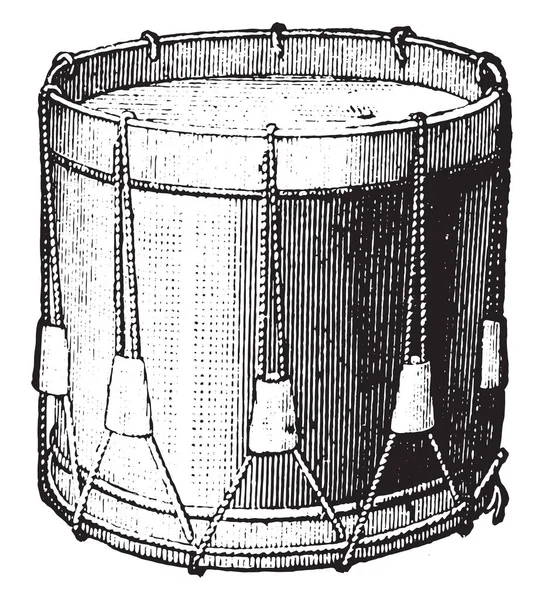 Cordas Tambor Snare Ilustração Gravada Vintage Enciclopédia Industrial Lami 1875 — Vetor de Stock