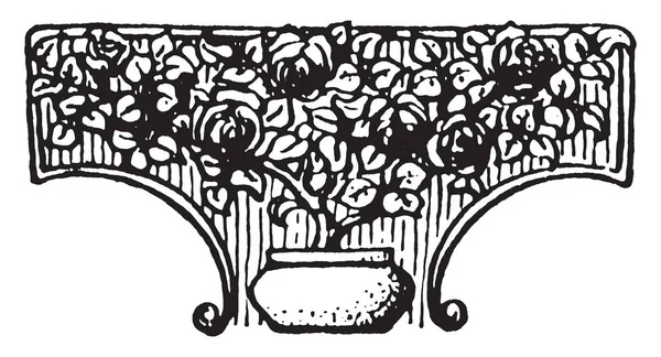 Floral Tailpiece Diseño Planta Punteada Dibujo Línea Vintage Grabado — Vector de stock
