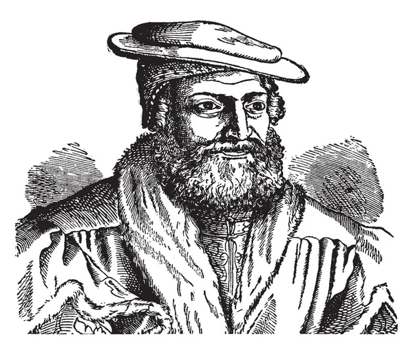 Hans Sachs Fue Poeta Dramaturgo Zapatero Alemán Meistersinger Dibujo Líneas — Archivo Imágenes Vectoriales