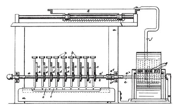 Esta Ilustração Representa Máquina Escrever Adicionar Máquina Desenho Linha Vintage —  Vetores de Stock