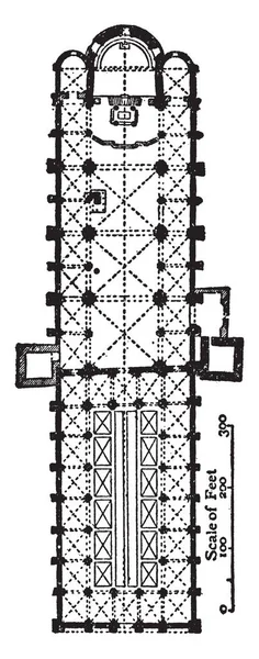 レヌアンブロジオ 10001200 の計画イタリア ロンバード ロマネスク 教会建築 幾何学的フロアプラン ビンテージの線の描画や彫刻イラスト — ストックベクタ