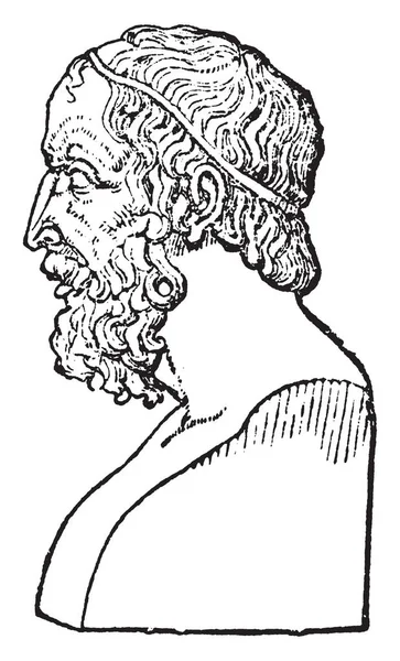 バスト ホーマー 彼はイリアスとオデッセイ ビンテージの線描画や彫刻イラストを書いた古代ギリシャの詩人 — ストックベクタ