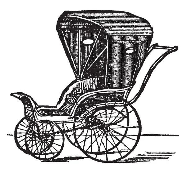 马车是一种车辆 特别是为乐趣或乘客 复古线条画或雕刻插图 — 图库矢量图片