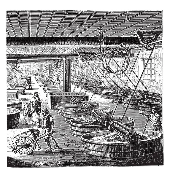 Atelier Bronzage Sumac Illustration Gravée Vintage Encyclopédie Industrielle Lami 1875 — Image vectorielle