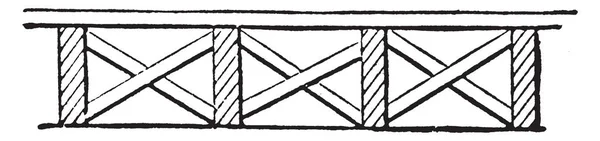 这个插图代表大摇大摆地地板 这是由交叉支柱 以确保地板搁栅 复古线条画或雕刻插图 — 图库矢量图片
