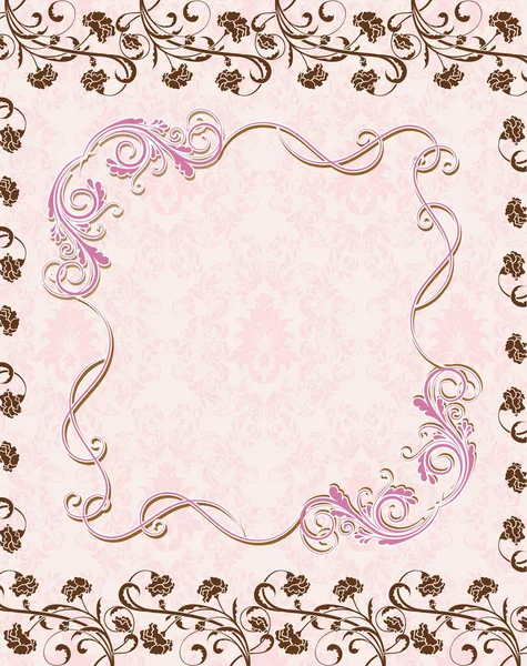 Vintage Uitnodigingskaart Met Sierlijke Elegante Retro Abstract Floral Design Roze — Stockvector