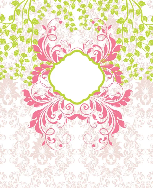 Vintage Uitnodigingskaart Met Sierlijke Elegante Retro Abstract Floral Design Candy — Stockvector