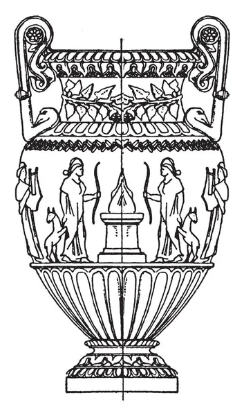 Antique State Amphora Est Faite Marbre Blanc Avec Des Poignées — Image vectorielle