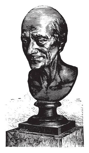 Busto Voltaire Por Houdon Ilustração Gravada Vintage Enciclopédia Industrial Lami —  Vetores de Stock