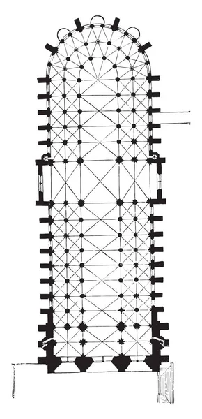 ノートルダム パリのオリジナル プランは ヴィンテージには 図が刻まれています 産業百科事典 1875 — ストックベクタ