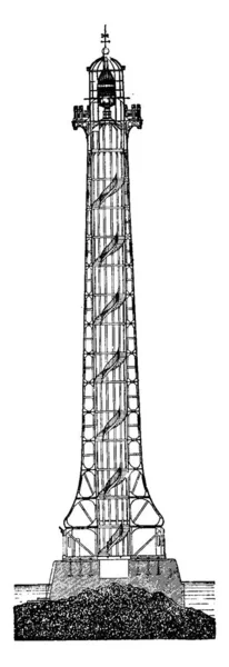 灯台岩ドーバーの断面図 ヴィンテージには 図が刻まれています 産業百科事典 1875 — ストックベクタ