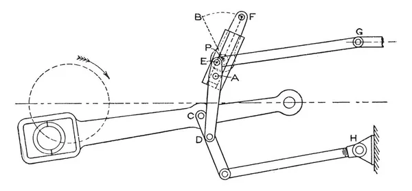 Diese Abbildung Stellt Freude Dampfmaschine Ventilgetriebe Drehrad Vintage Linie Zeichnung — Stockvektor