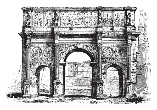 Oblouk Konstantina Svůj Zájem Jeho Sochy Římský Senát Uctění Constantine — Stockový vektor