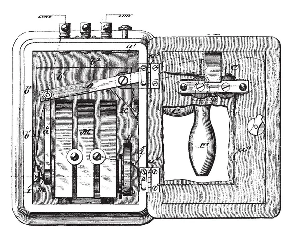 Esta Ilustración Representa Colocación Una Llamada Telefónica Dibujo Línea Vintage — Archivo Imágenes Vectoriales