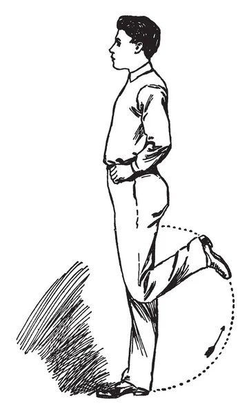 男子抬起小腿 复古线条画或雕刻插图 — 图库矢量图片