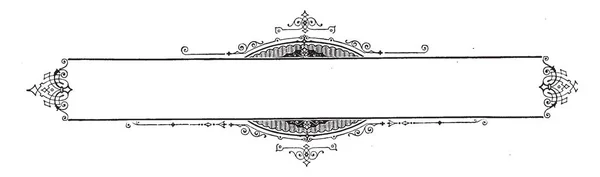 装饰精美的横幅角 它是一个水平框架横幅 复古线条绘画或雕刻 — 图库矢量图片