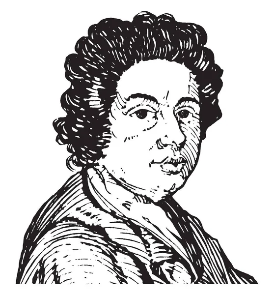 1697 1764 이었다 Printmaker 비평가 만화가 빈티지 드로잉 — 스톡 벡터
