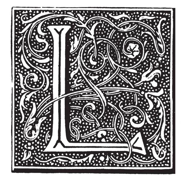 Декоративна Велика Літера Вінтажний Малюнок Лінії Або Гравюрна Ілюстрація — стоковий вектор